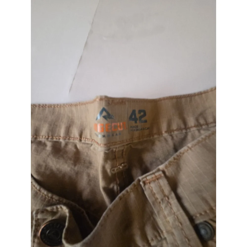 Ridgecut Toughwear Men’s Cargo Work Shorts 42 Outdoor Khaki Hiking 100% Cotton